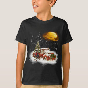 T-shirt Drôle Doberman Chien neige Camion Rouge Noël Noël