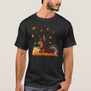 T-shirt Drôle Doberman Turquie Costume Thanksgiving Cadeau