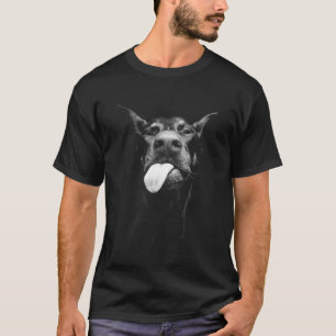 T-shirt Drôle Doberman Visage Licking Doberman Chien Maman