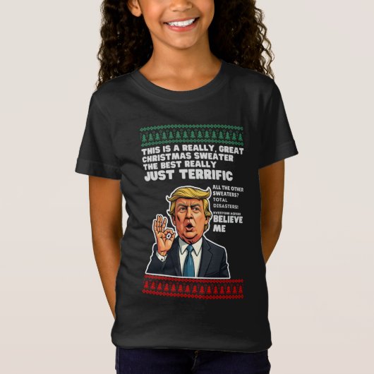 T-Shirt Drôle Donald Trump laide parodie de pull de Noël (Devant)