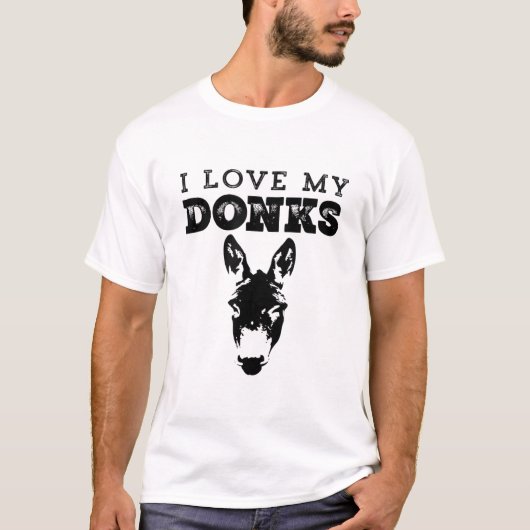 T-shirt Drôle Donkey Maman ou Papa Design - I Love My Donk (Devant)