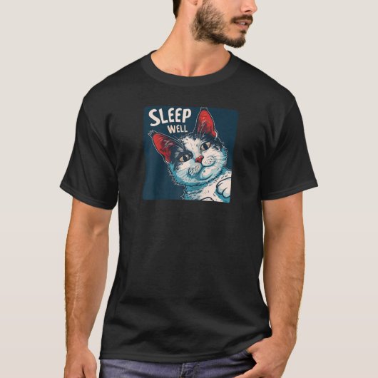 T-shirt Drôle dormir bien Cat Raglan Baseball Tee (Devant)