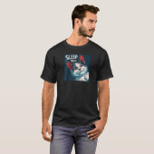 T-shirt Drôle dormir bien Cat Raglan Baseball Tee (Devant entier)