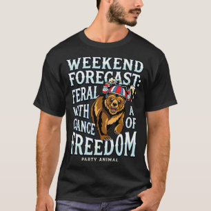 T-shirt Drôle d'ours grizzly patriotique d'été liberté pou