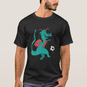 T-shirt Drôle Dragon Jouer Soccer Jeu Football Merch Wo
