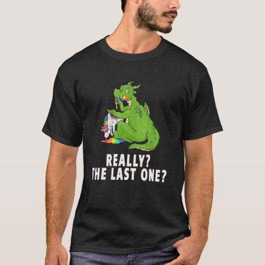 T-shirt Drôle Dragon Mange La Dernière Unicorne (Devant)
