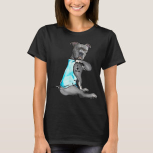 T-shirt Drôle Drôle Cadeaux Chien Pitbull I Love Maman Tat