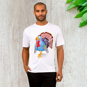 T-shirt Drôle Drôle Carton Bleu Turquie avec des plumes pa