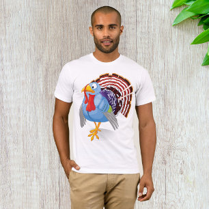 T-shirt Drôle Drôle Carton Bleu Turquie avec des plumes pa