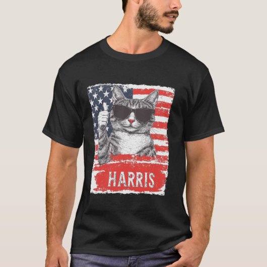 T-shirt Drôle Drôle Chat Dames Sans Enfant Pour Harris 202 (Devant)