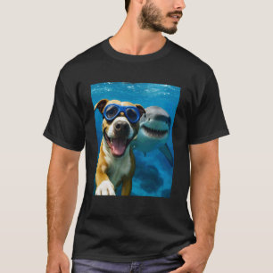 T-shirt Drôle Drôle Pit Bull Pittie Chien Selfie avec Requ