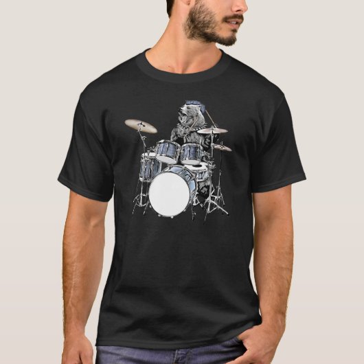 T-shirt Drôle Drummer Bear Punk Rock & Roll Drumming Musiq (Devant)