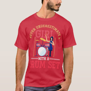 T-shirt Drôle Drummer Girl Gift Rock Musique Drums