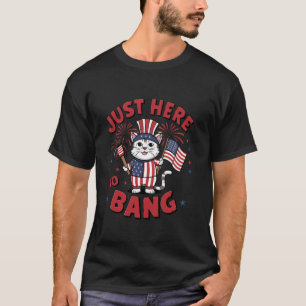 T-shirt Drôle du 4 juillet juste ici pour cogner le chat d
