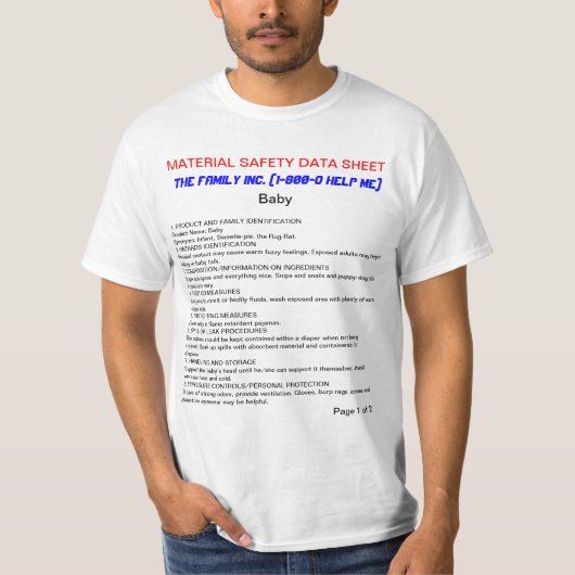 T-shirt drôle du bébé MSDS (Devant)