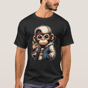 T-shirt Drôle d'un singe habillé en fille de rap
