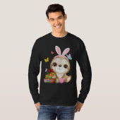 T-shirt Drôle Ear Lapin Fente Avec Panier Oeufs Coût Pâque (Devant entier)