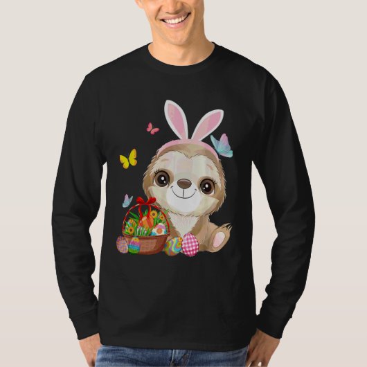 T-shirt Drôle Ear Lapin Fente Avec Panier Oeufs Coût Pâque (Devant)
