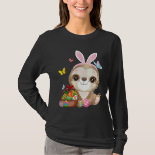 T-shirt Drôle Ear Lapin Fente Avec Panier Oeufs Coût Pâque