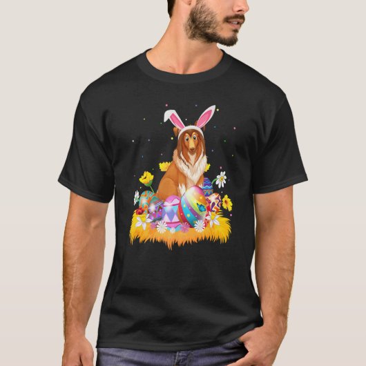 T-shirt Drôle Easter Egg Shetland Sheepdog Easter dimanche (Devant)