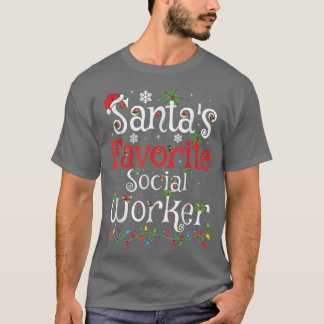 T-shirt Drôle Éclairage de Noël Père Noël Favori Social Wo
