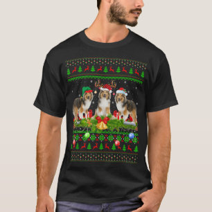 T-shirt Drôle éclairage de Noël Père Noël laide Shetland S