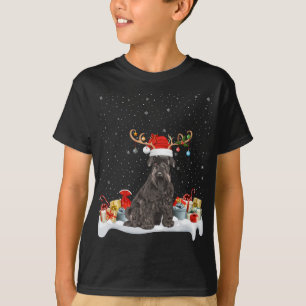 T-shirt Drôle Éclairage de Noël renne Santa Hat Schnauzer 