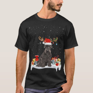 T-shirt Drôle Éclairage de Noël renne Santa Hat Schnauzer