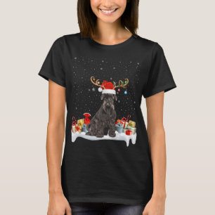 T-shirt Drôle Éclairage de Noël renne Santa Hat Schnauzer 