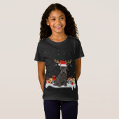 T-Shirt Drôle Éclairage de Noël renne Santa Hat Schnauzer (Devant entier)