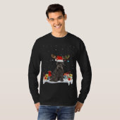 T-shirt Drôle Éclairage de Noël renne Santa Hat Schnauzer  (Devant entier)