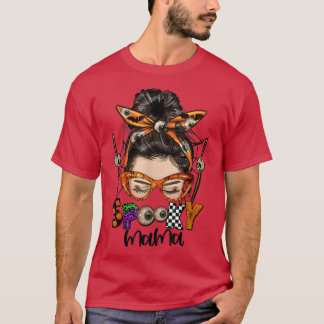 T-shirt drôle Éffrayant Mama Messy Bun Femmes Witch Maman 