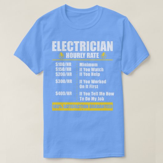 T-shirt Drôle Électricien Cadeau Horaire Tarif Pour Électr (Design devant)
