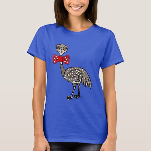 T-shirt Drôle Emu portant le dessin sur la cravate rouge B (Devant)