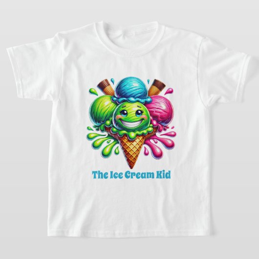 T-shirt Drôle enfant crème glacée ajouter du texte (Poser)