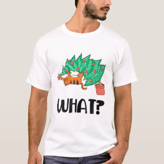 T-shirt Drôle Escalade Chat Arbre de Noël Sur Chat Quoi ?