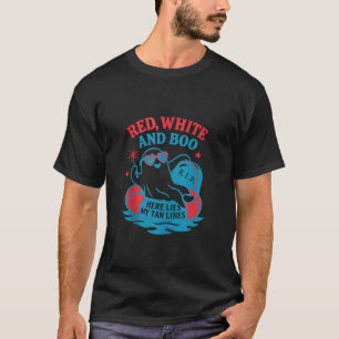 T-shirt Drôle été blanc rouge et 4 juillet mat Boo