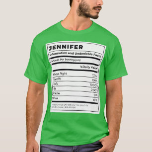 T-shirt Drôle Étiquette alimentaire Ingrédients féminins J
