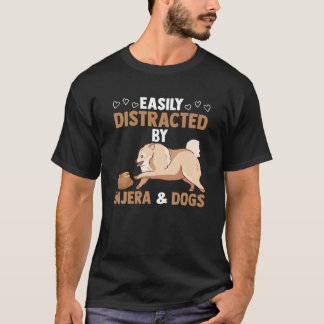 T-shirt Drôle Facilement Distrait Par Injera Et Chiens Fla