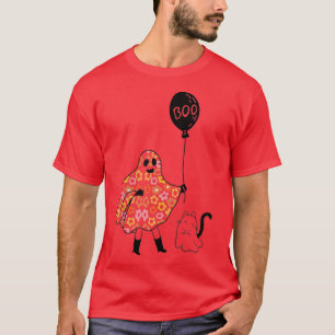 T-shirt Drôle Fantôme Fille mignonne Fantôme Chat Hallowee