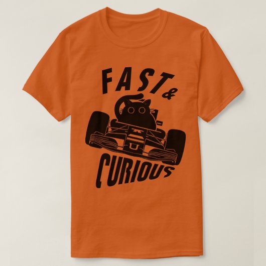 T-shirt Drôle Fast Curious Pilote Chat (Design devant)