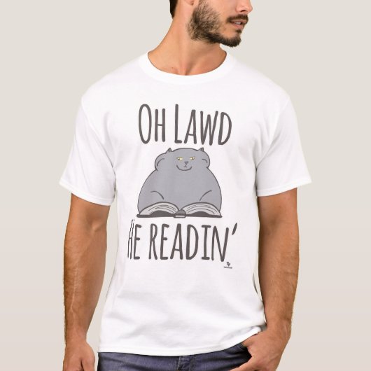 T-shirt Drôle Fat Chat Il Lit Art Design (Devant)