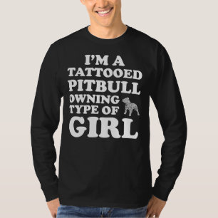 T-shirt Drôle femmes Pitbull Tattoo Pitbull fille chien