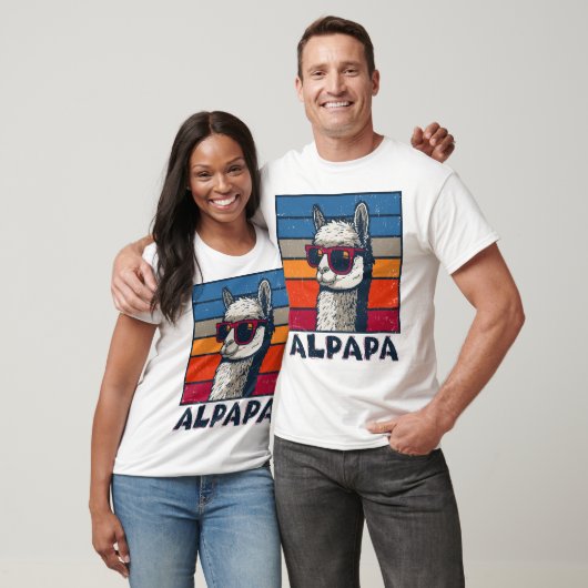 T-shirt Drôle Fête des pères Alpapa Llama Alpaca Papa Cade (Unisexe)