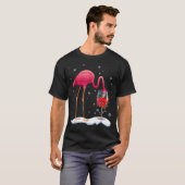 T-shirt Drôle Flamant rose rose Boire du vin à Noël Noël N (Devant entier)