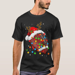 T-shirt Drôle Football Reindeer Santa Hat Noël hiver