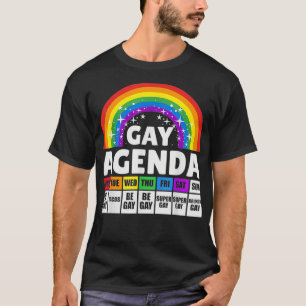 T-shirt Drôle Gay Agenda Rainbow LGBTQ Lesbian Gay pride A