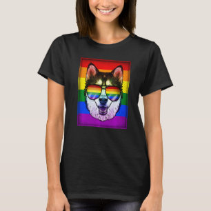 T-shirt Drôle Gay Husky Sibérien Chien Arc-en-ciel Lgbt Fi