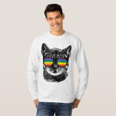 T-shirt Drôle Gay pride de chat LGBT Lunettes de soleil ar (Devant entier)