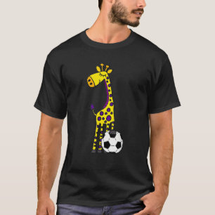 T-shirt Drôle Giraffe Jouer au football
